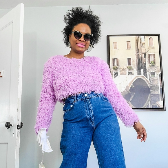 Zara Sweaters - Bubble gum Cropped Feather Effect Sweater, Large